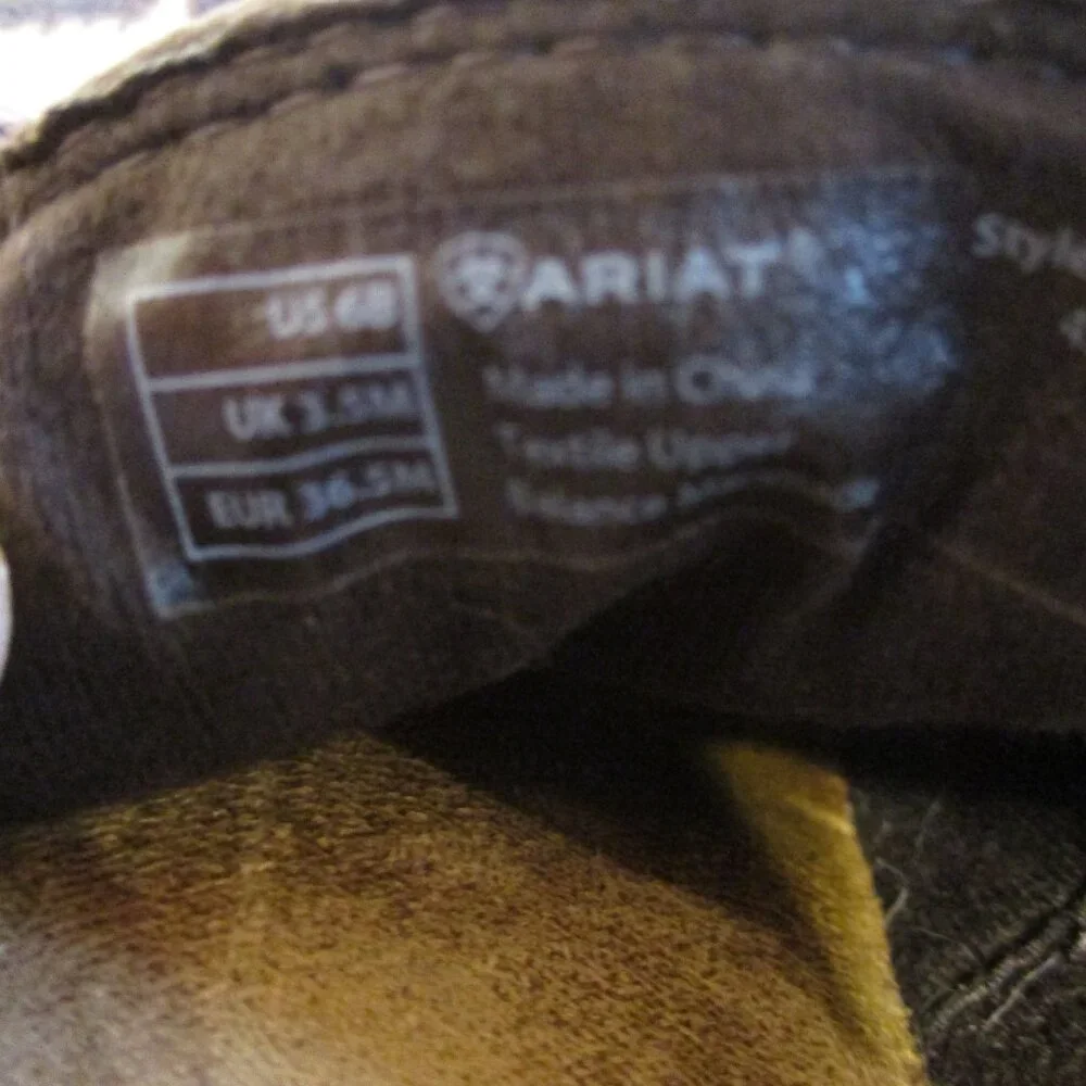 Ariat Shoes Woman Size 6.5 Brown White Black Animal Print Vacation Travel Shoes